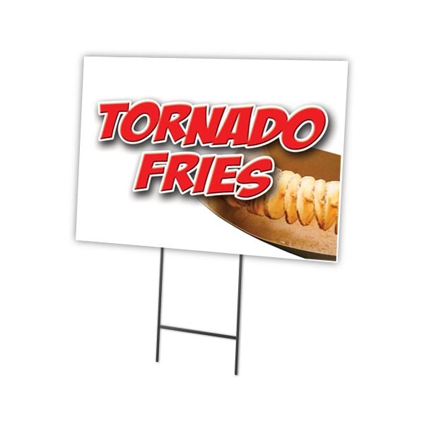 Tornado Fries Yard Sign & Stake outdoor plastic coroplast window, C-2436-DS-Tornado Fries